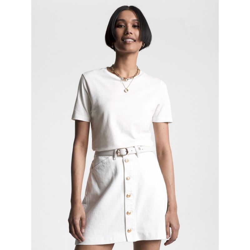 TOMMY HILFIGER - Polera Con Logos Desgastados Blanco Tommy Hilfiger
