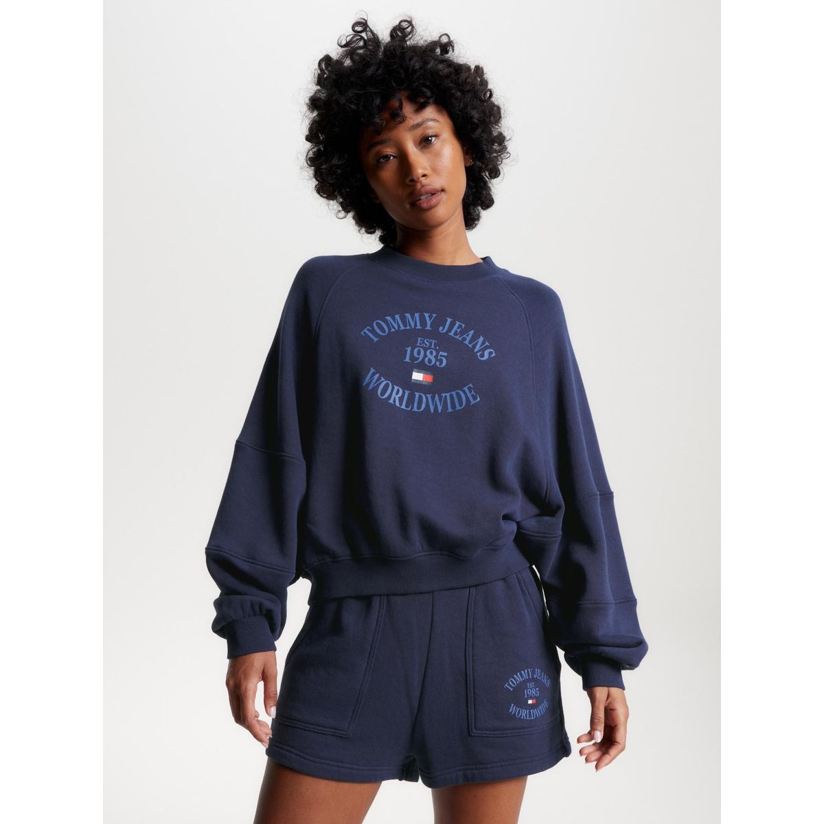 TOMMY HILFIGER - Polerón Relaxed Worldwide Logo Azul Tommy Jeans