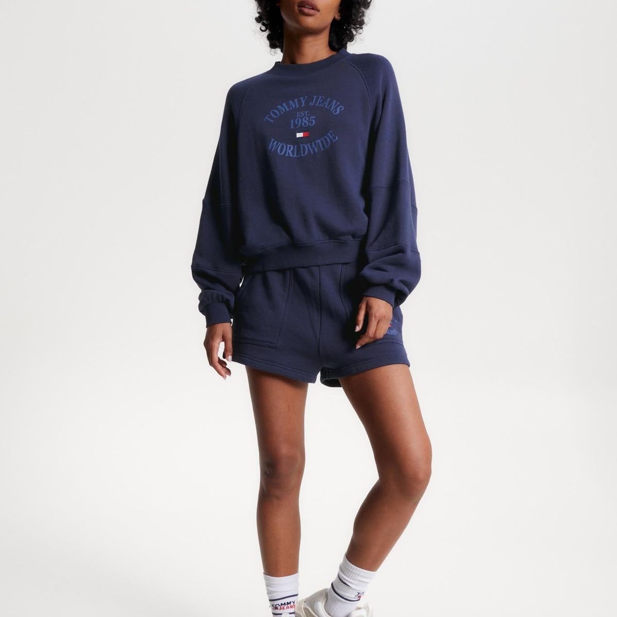 TOMMY HILFIGER - Polerón Relaxed Worldwide Logo Azul Tommy Jeans