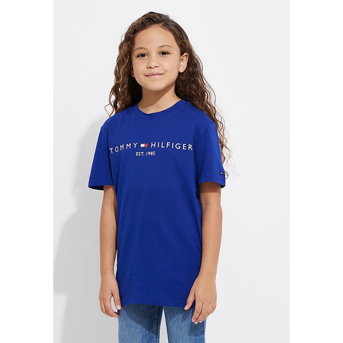 TOMMY HILFIGER - Polera De Niña Essential Con Logo Azul Tommy Hilfiger