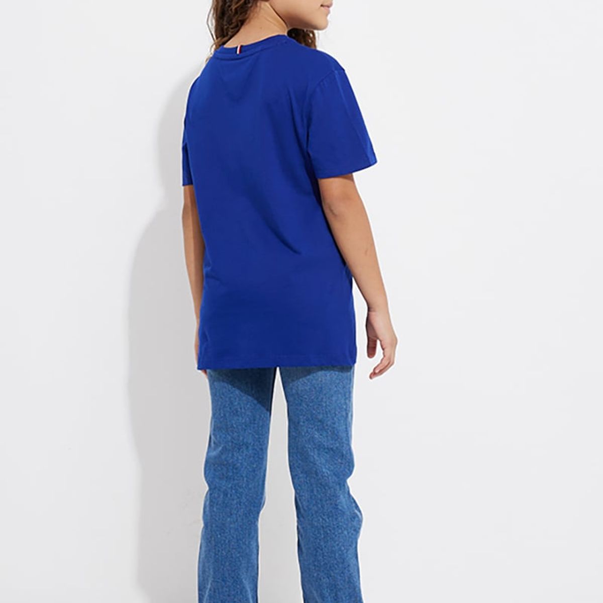 TOMMY HILFIGER - Polera De Niña Essential Con Logo Azul Tommy Hilfiger