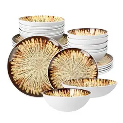 DANNY HOME - Juego de Vajillas Porcelana Deslumbrante Laser 24 Piezas