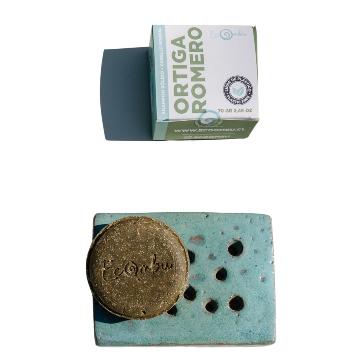 ECOOMBU - Shampoo sólido Ortiga Romero 70 gramos.-