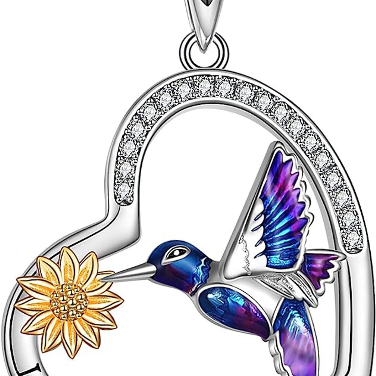 GENERICO - Collar colibri girasol corazón Plata 925 joya mujer