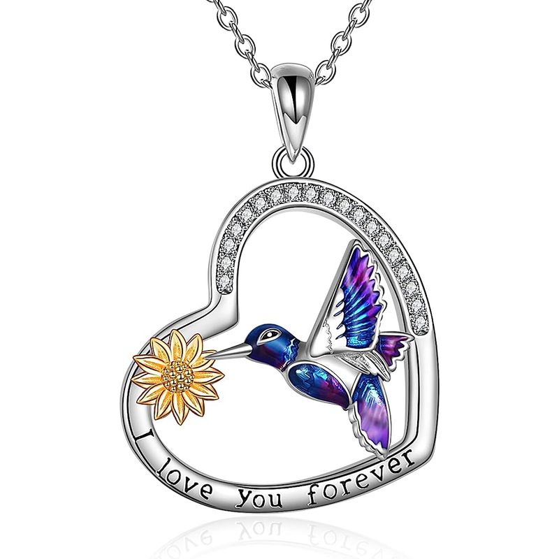 GENERICO - Collar colibri girasol corazón Plata 925 joya mujer
