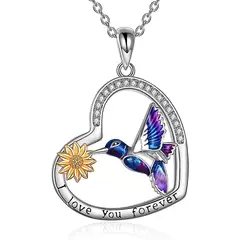 GENERICO - Collar colibri girasol corazón Plata 925 joya mujer