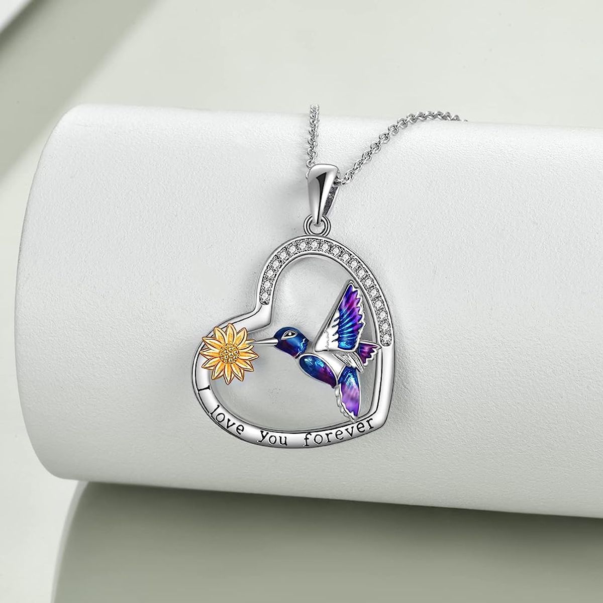 GENERICO - Collar colibri girasol corazón Plata 925 joya mujer