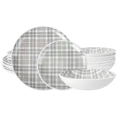 DANNY HOME - Juego de Vajillas Porcelana Cuadros Británicos 18 Piezas