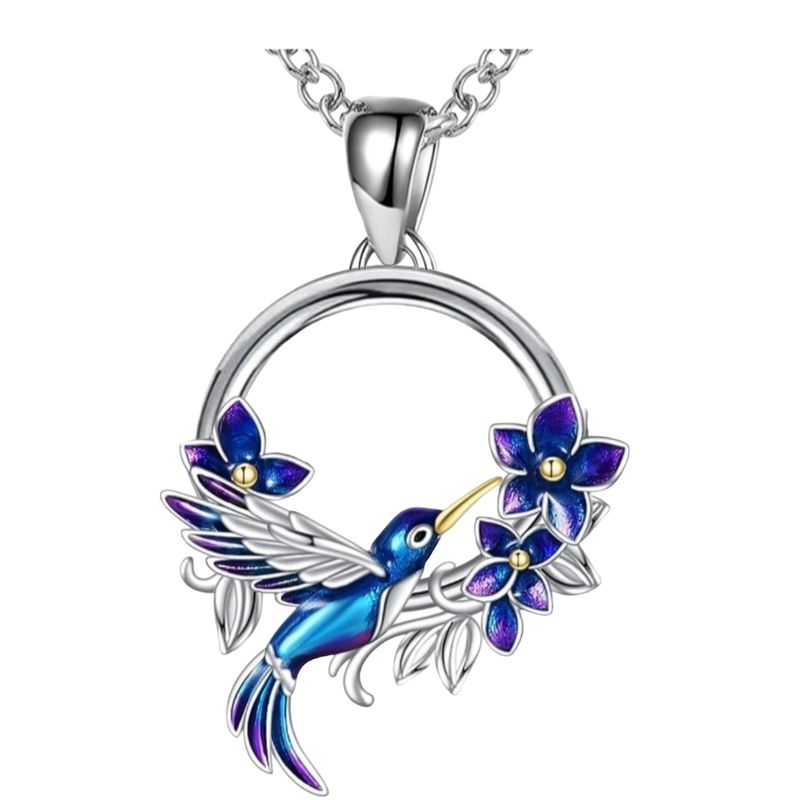 GENERICO - Collar colibri flor Plata 925 joya mujer