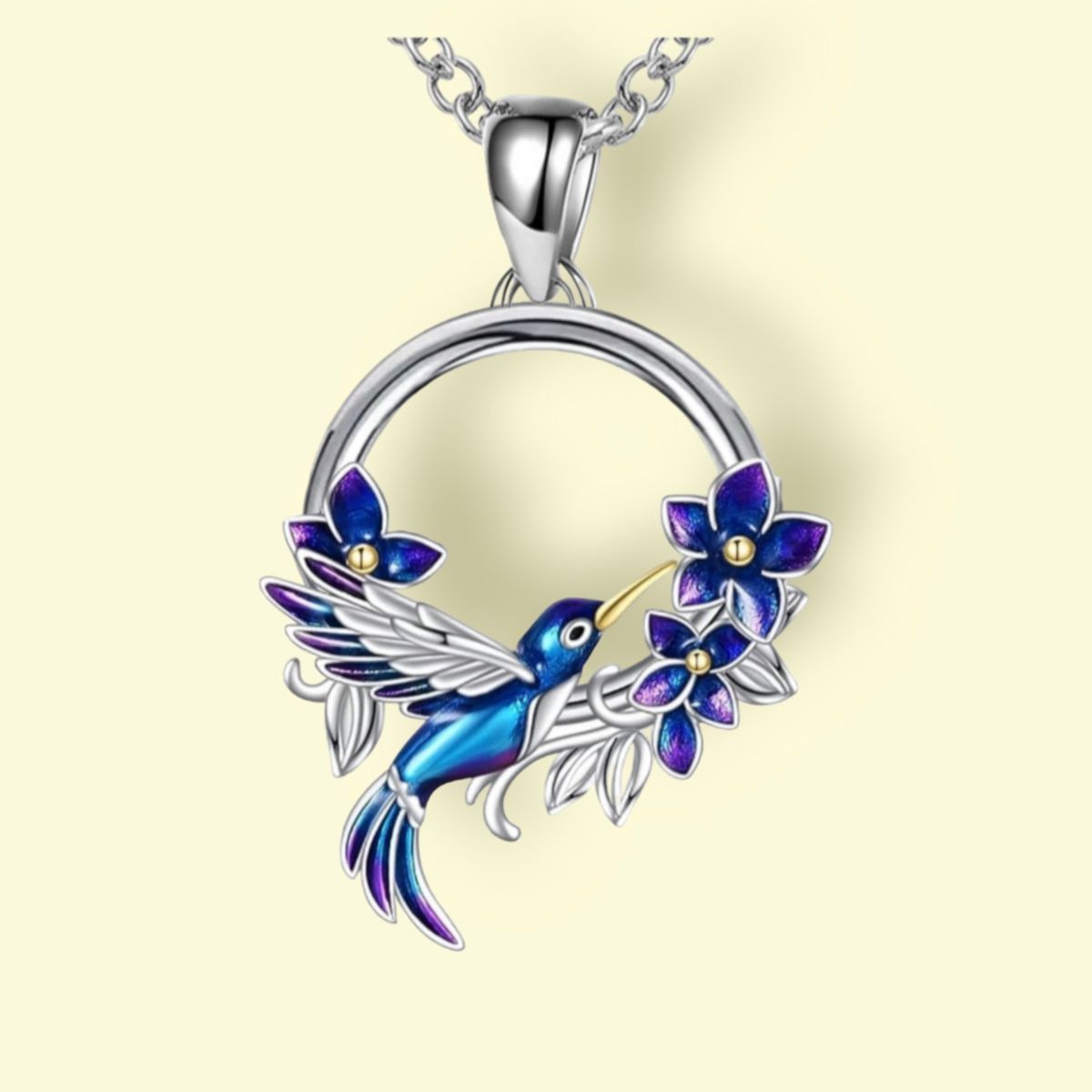 GENERICO - Collar colibri flor Plata 925 joya mujer