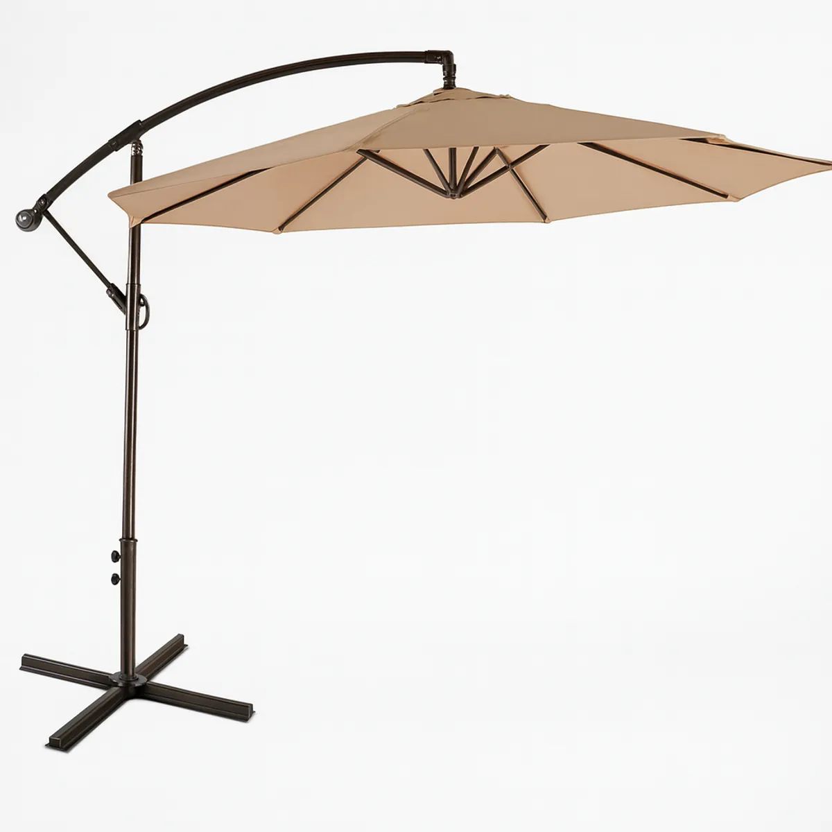 JAVIMATE - Quitasol Lateral Café 3mt Soporte Pedestal Extendible Uv