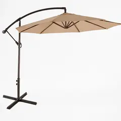 JAVIMATE - Quitasol Lateral Café 3mt Soporte Pedestal Extendible Uv