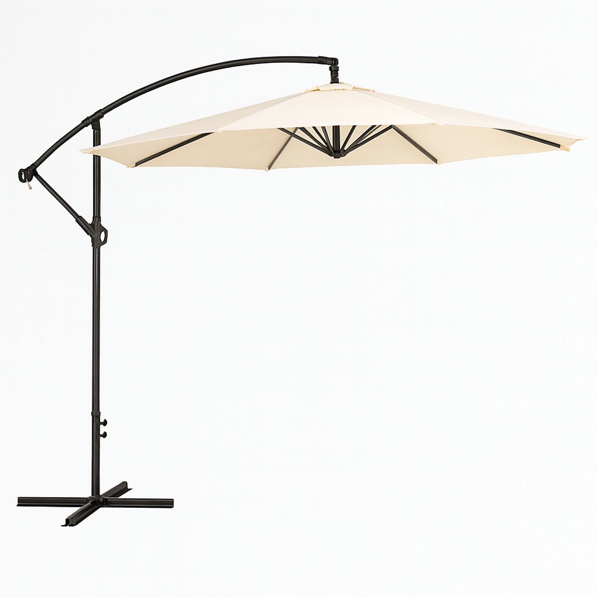 JAVIMATE - Quitasol Lateral Beige 3mt Soporte Pedestal Extendible Uv