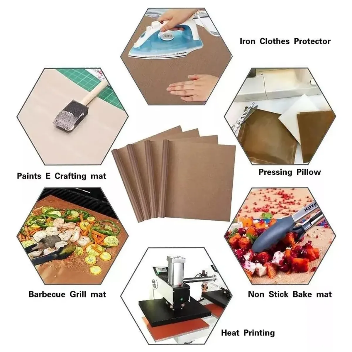 KUANGYE - Pack de 4 Láminas Teflón Antiadherente Para Hornear Reutilizable 60x40_