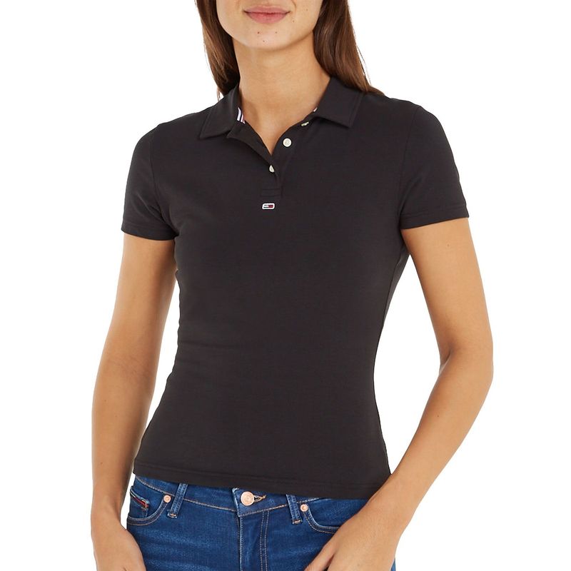 TOMMY HILFIGER - Polo Baby Essential Con Logo Negro Tommy Jeans.