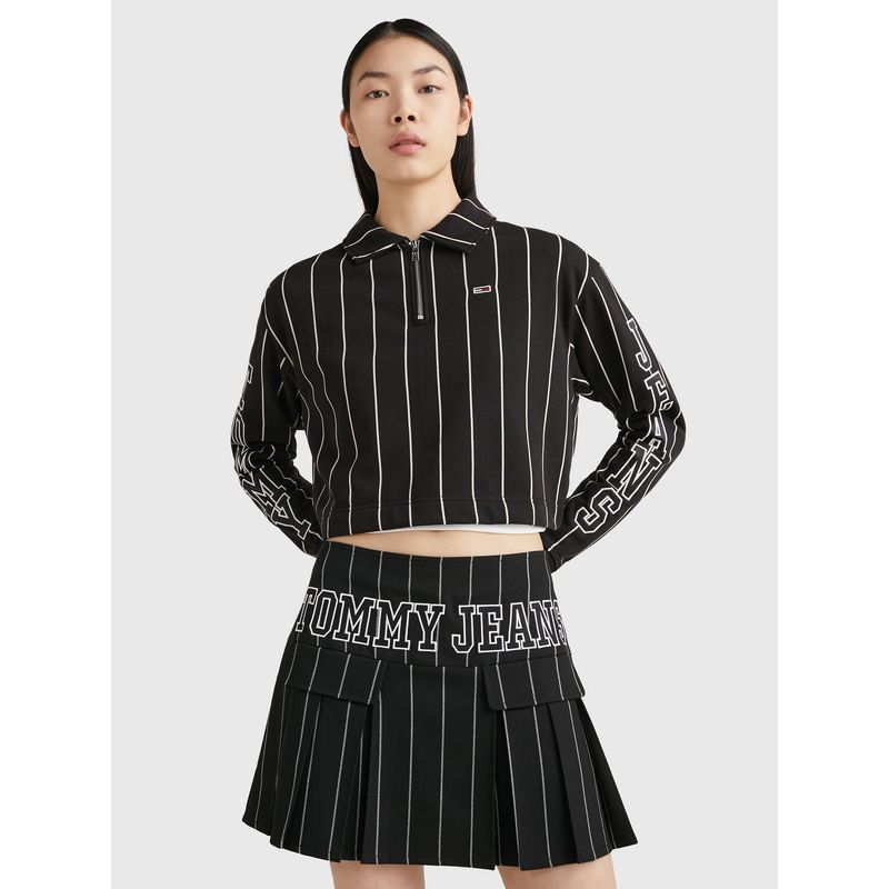 TOMMY HILFIGER - Polerón Rugby Con Cierre Negro Tommy Jeans