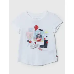 TOMMY HILFIGER - Polera Con Logo Y Fotos Blanco Niña