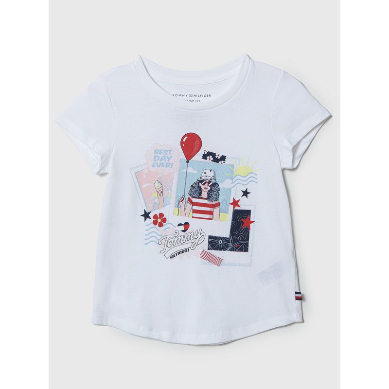 TOMMY HILFIGER - Polera Con Logo Y Fotos Blanco Niña Tommy Hilfiger