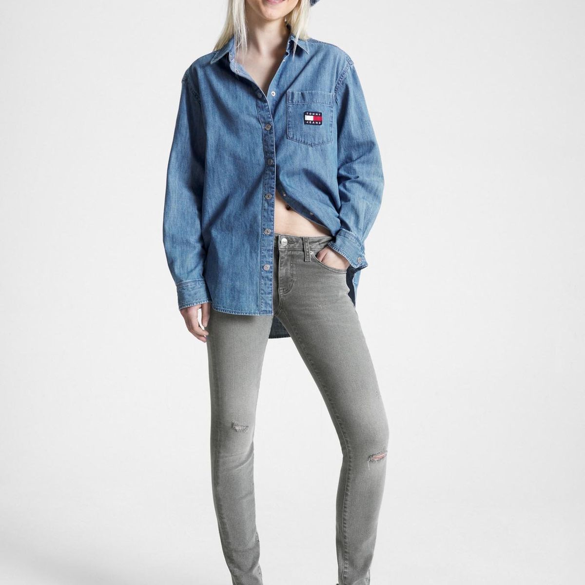 TOMMY HILFIGER - Jeans Sophie Corte Bajo Skinny Fit Gris Tommy Jeans
