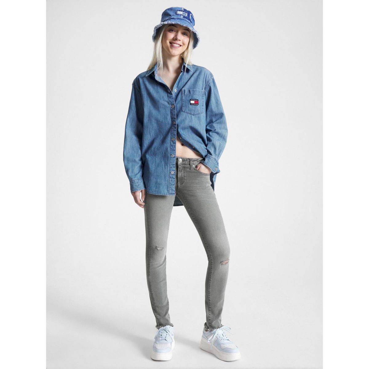 TOMMY HILFIGER - Jeans Sophie Corte Bajo Skinny Fit Gris Tommy Jeans