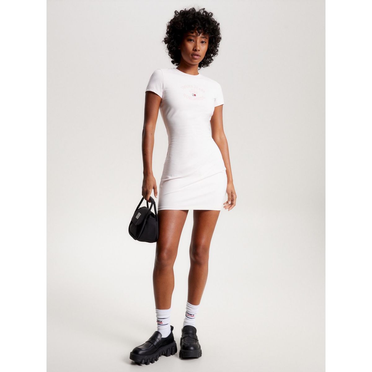 TOMMY HILFIGER - Vestido Worldwide Logo Ajustado Rosado Tommy Jeans