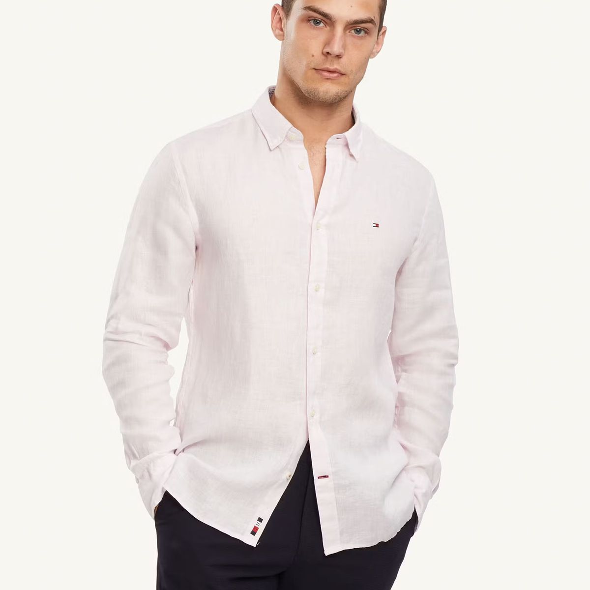 TOMMY HILFIGER - Camisa De Lino Premium Regular Fit Rosado Tommy Hilfiger