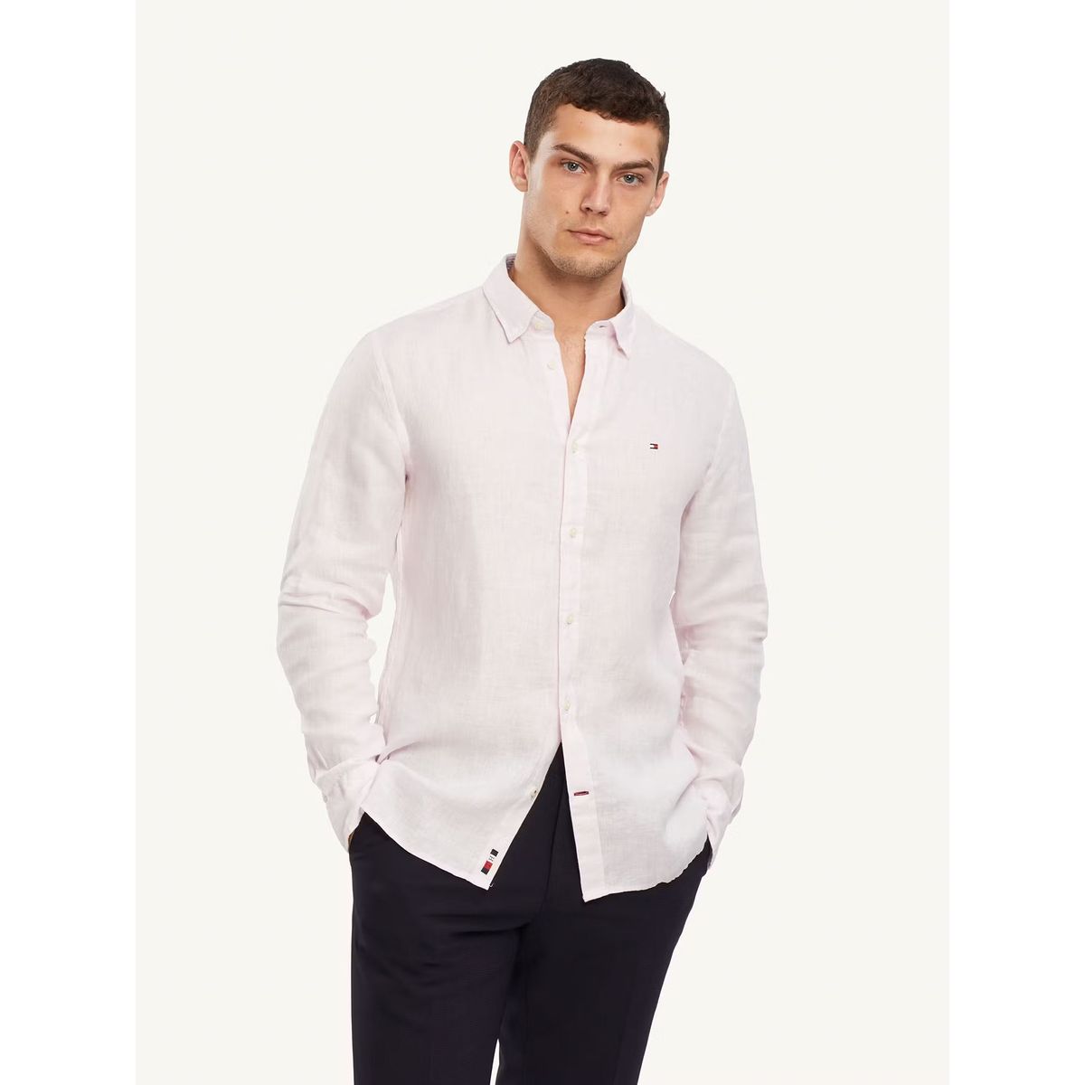 TOMMY HILFIGER - Camisa De Lino Premium Regular Fit Rosado Tommy Hilfiger