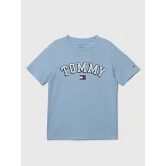TOMMY HILFIGER - Polera Con Logo Circular Celeste Niño