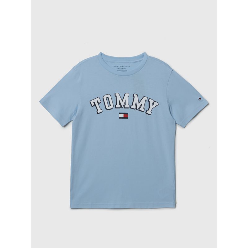 TOMMY HILFIGER - Polera Con Logo Circular Celeste Tommy Hilfiger Niño