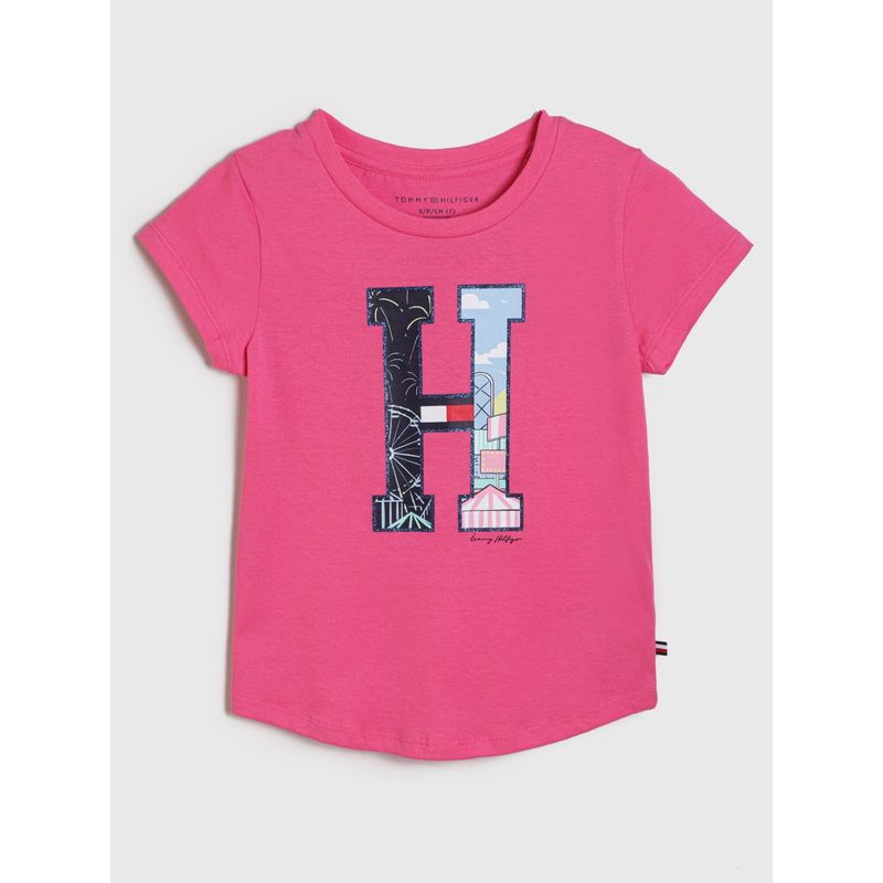 TOMMY HILFIGER - Polera Con Logo De Parches Rosado Niña Tommy Hilfiger