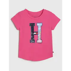 TOMMY HILFIGER - Polera Con Logo De Parches Rosado Niña