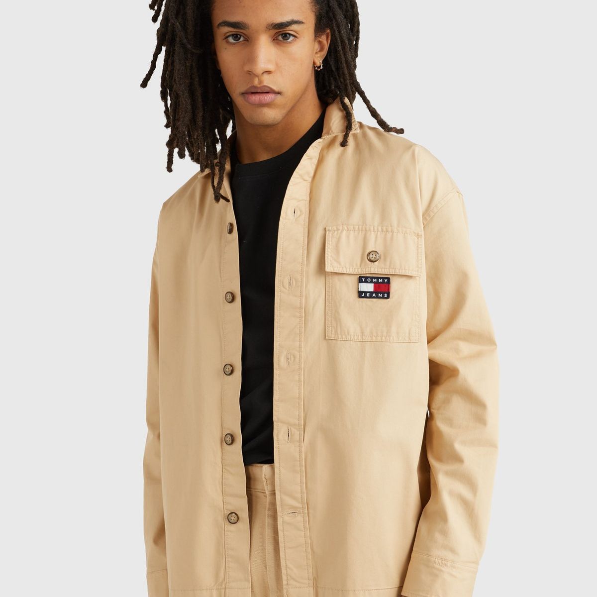 TOMMY HILFIGER - Sobrecamisa Regular De Algodón Beige Tommy Jeans