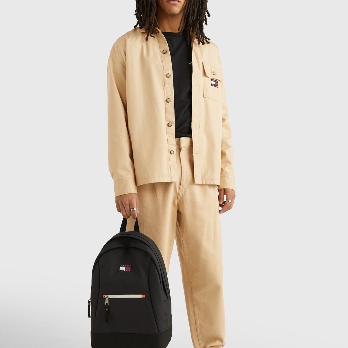 TOMMY HILFIGER - Sobrecamisa Regular De Algodón Beige Tommy Jeans