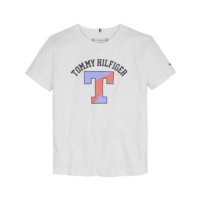 TOMMY HILFIGER - Polera Varsity Con Logo Blanco Niña Tommy Hilfiger