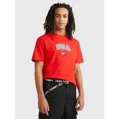 TOMMY HILFIGER - Polera Modern Clásica Rojo Tommy Jeans