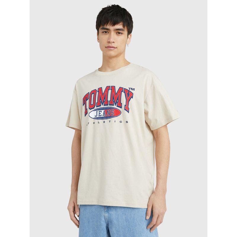 TOMMY HILFIGER - Polera Relaxed Essential Beige Tommy Jeans