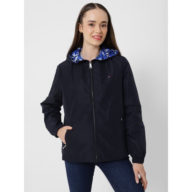 TOMMY HILFIGER - Cortavientos Reversible Con Gorro Azul Tommy Hilfiger