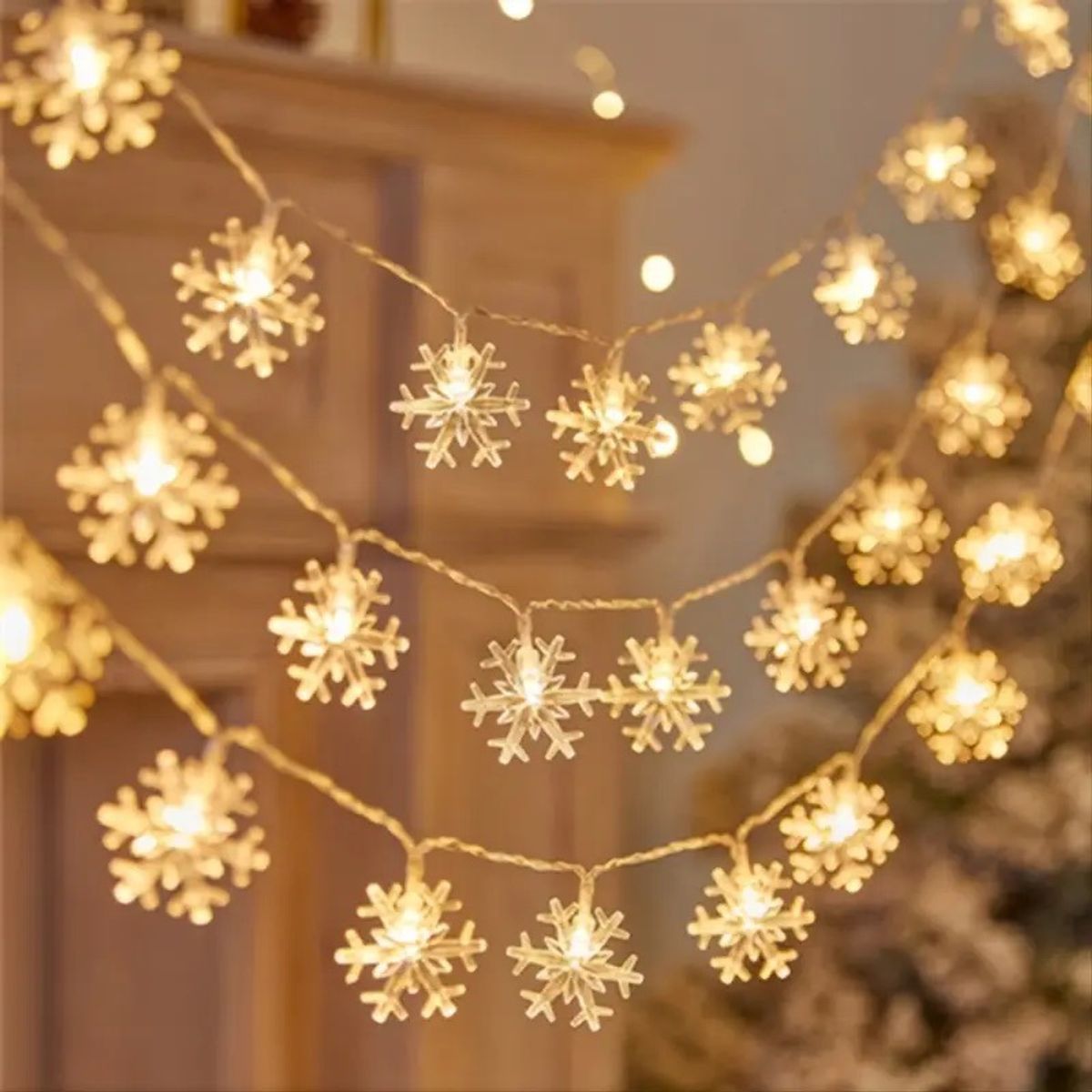 VATYERTY - Led Copo De Nieve Para La Decoración Navideña 15m 10Led Blanco cálido