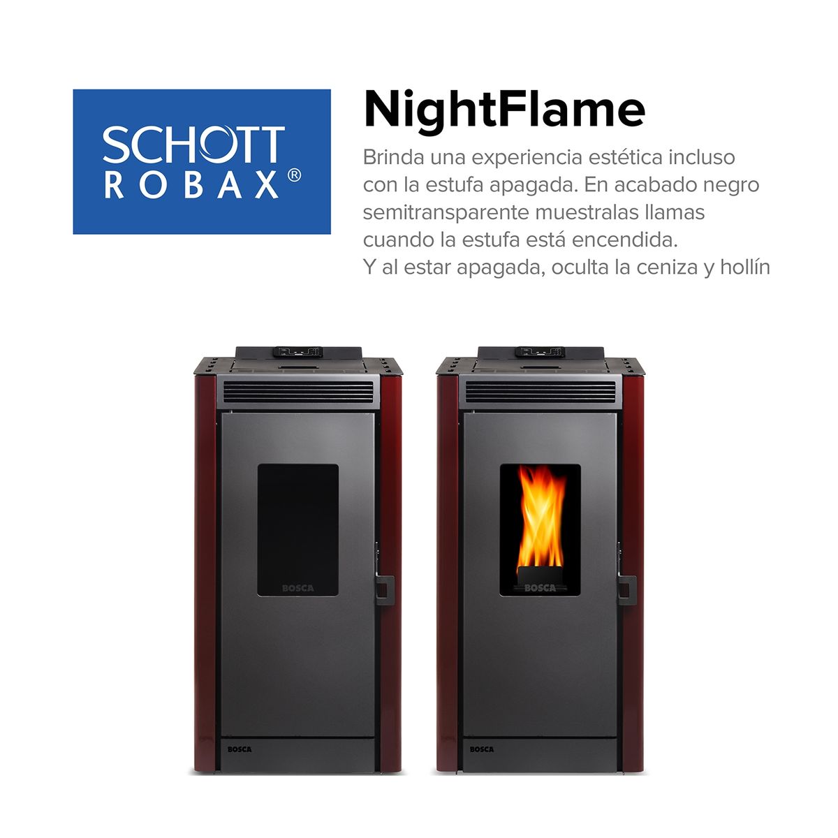 BOSCA - Pack estufa a pellet Black Vision Burdeo + kit de Instalación