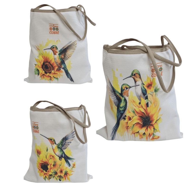 DCOBRE - 3 Bolsos en Cobre Colibrí en Girasol.