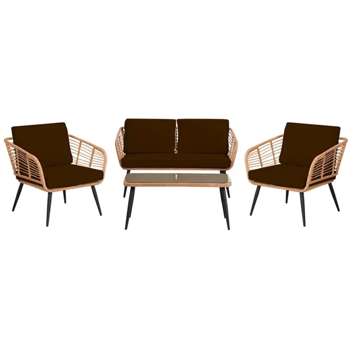 EL BARCO - JUEGO LIVING TERRAZA BALI 4 PERSONAS COJÍN CAFÉ