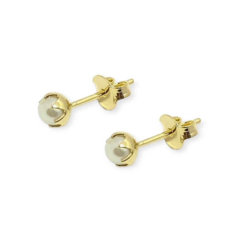 ANDREA COGGIOLA JOYAS - Aros Perla Sintética 4mm Enchapado Oro 18K