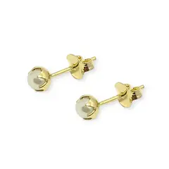 ANDREA COGGIOLA JOYAS - Aros Perla Sintética 4mm Enchapado Oro 18K