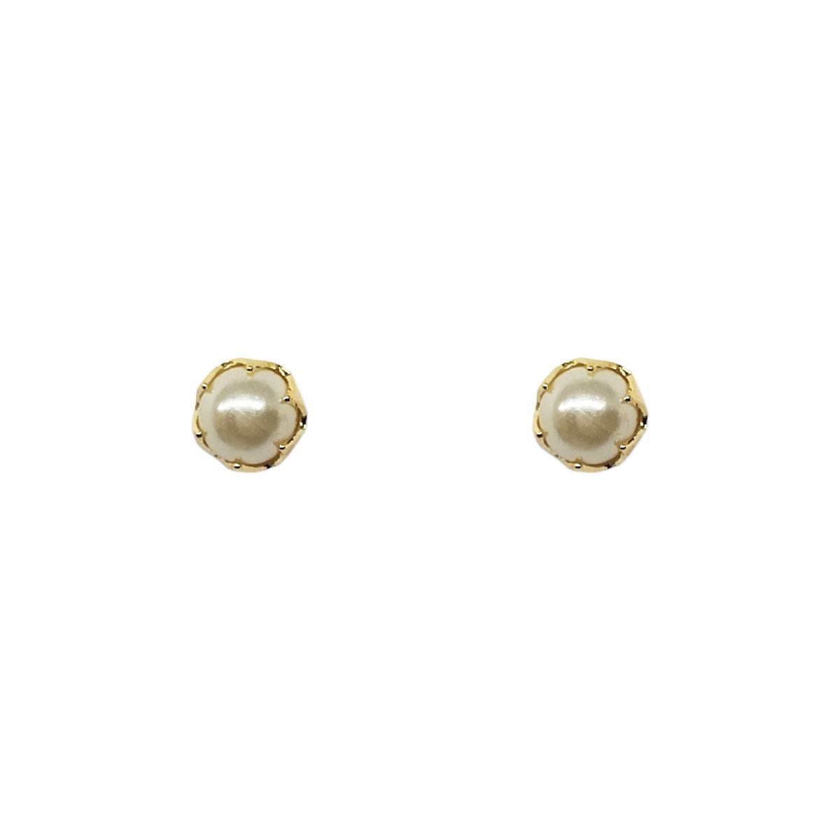 COGGIOLA - Aros Perla Sintética 4mm Enchapado Oro 18K