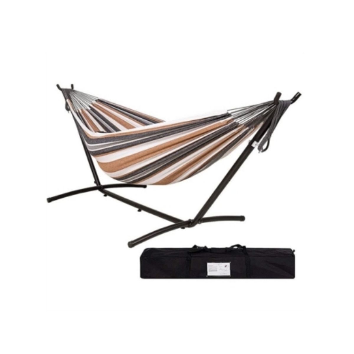 GENERICO - Hamaca Con Soporte Acero Estuche Gris con Rayas