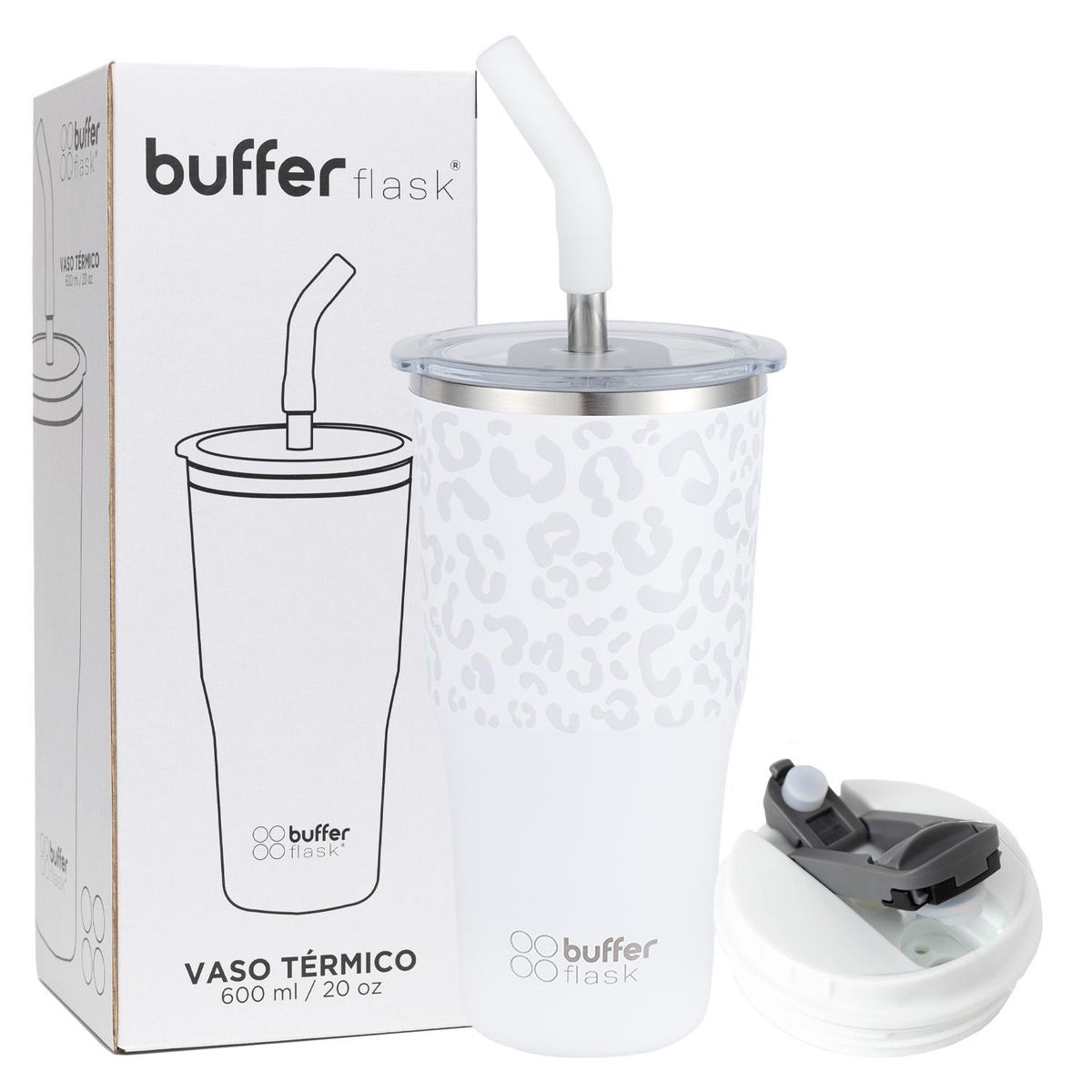 BUFFER FLASK - Termo CafeMug Buffer Vaso Termico600ml Sellable - Blanco