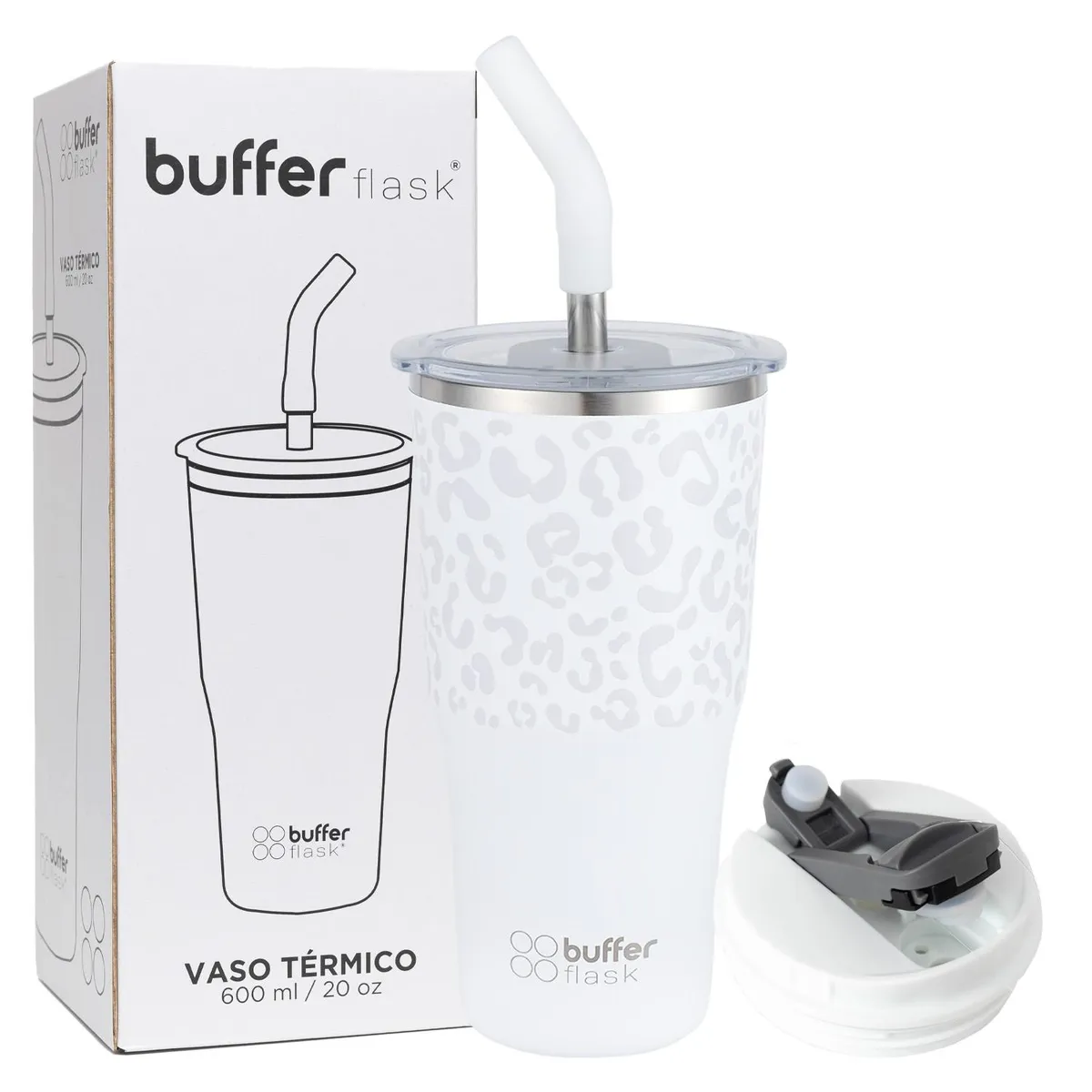 BUFFER FLASK - Termo CafeMug Buffer Vaso Termico600ml Sellable - Blanco