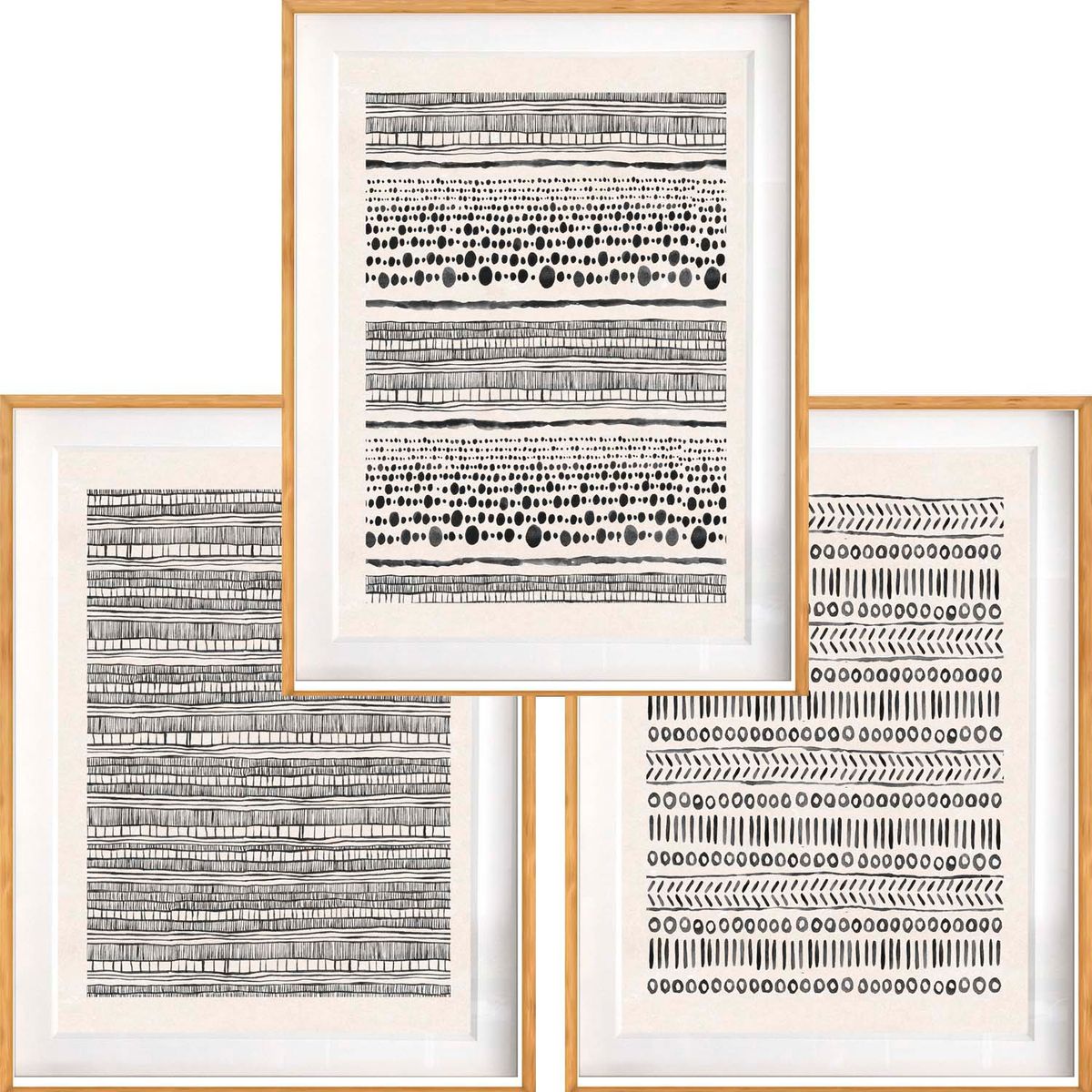 PAPEL ILUSTRADO - Set 3 Dots 50x70 Madera Natural