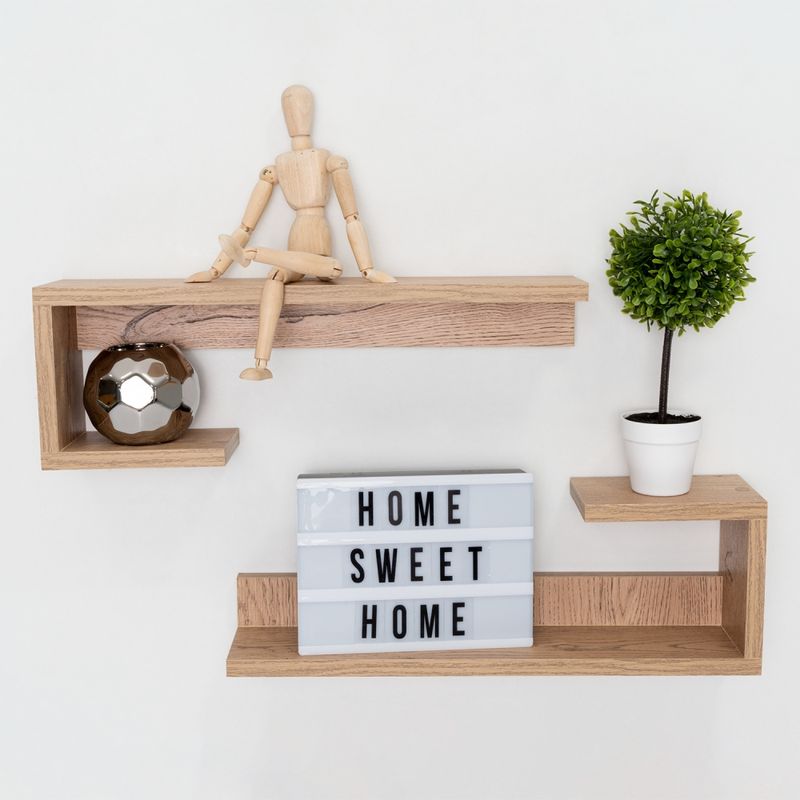FMFURNITURE - Repisa Rectangular X2 - Café Claro 28x37x8 cm
