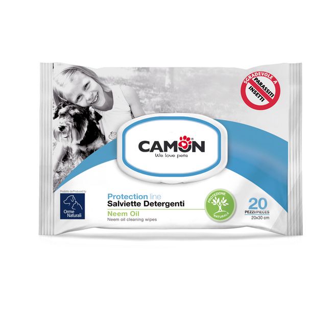 CAMON - Toallitas Humedas Camon Aceite de Neem Perros y Gatos 20un